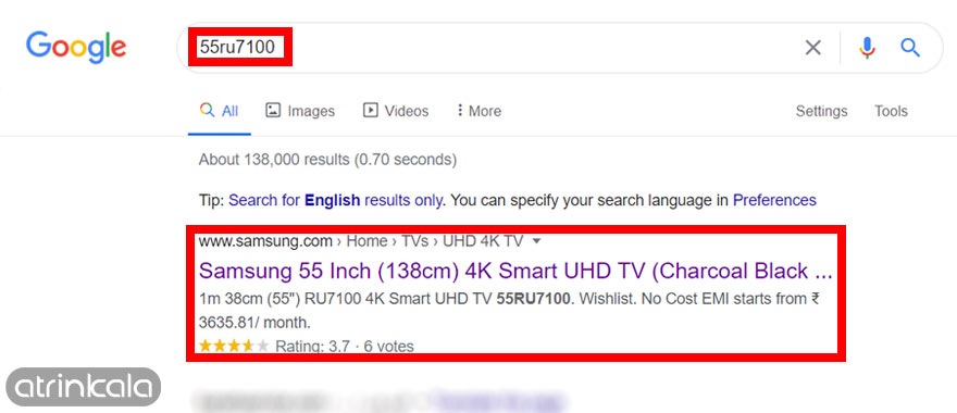 تشخیص اصل بودن تلویزیون سامسونگ با جستجو در گوگل