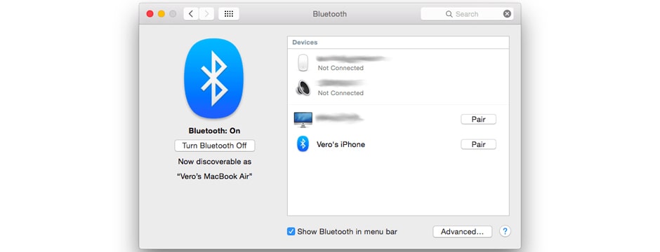 نحوه اتصال آیفون به مک بوک با Bluetooth