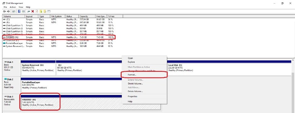 فرمت کردن فلش مموری خراب از طریق Disk Management