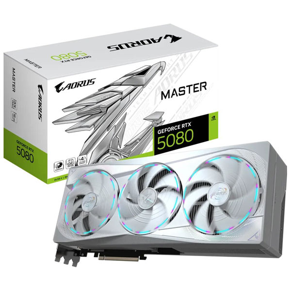 کارت گرافیک RTX 5080 AORUS MASTER WHITE 16GB همراه باکس