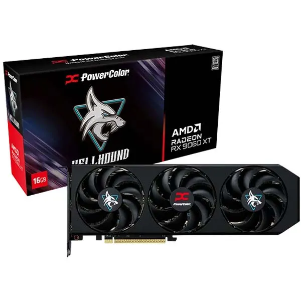 کارت گرافیک RX 9060 XT PowerColor Hellhound 16GB همراه باکس