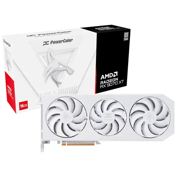 کارت گرافیک RX 9070 XT PowerColor Hellhound White 16GB همراه باکس