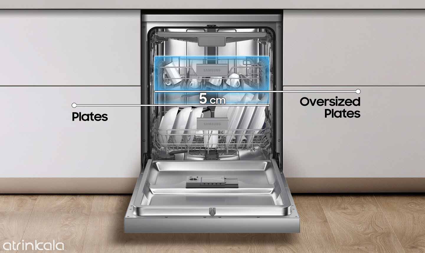 قابلیت تنظیم ارتفاع قفسه ها در ظرفشویی سامسونگ 5070